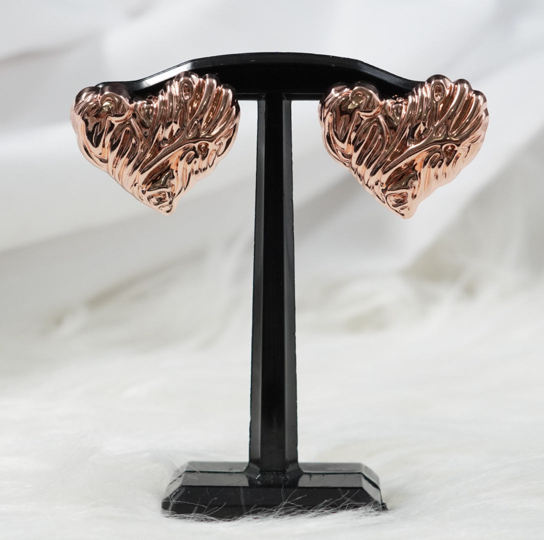 ARETE RODIO CORAZON RAYITAS ROSADO